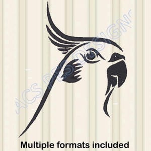 Máquina de bordar cacatúa loro PES JEF DST 4 tamaños, diseños de máquina de bordar mascota jef Bordado Bordado pes descarga instantánea pes