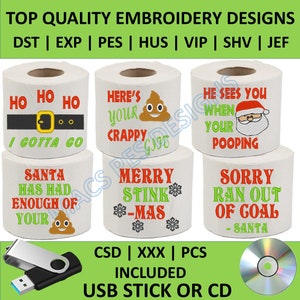 Disegni da ricamo per carta igienica natalizia, Disegni da ricamo per carta igienica, 6 disegni da ricamo per carta igienica - su USB o CD xmas pes