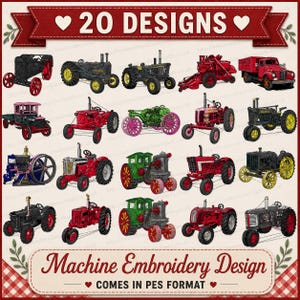 Antique Farm Machinery Embroidery files instant download farming life machines tractors farmer 20 PES designs Machine