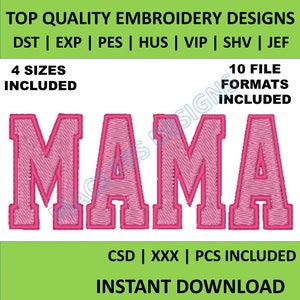MAMA Applique Embroidery Design, Mama Applique Embroidery Files, Mother&#39;s Day Gift Mom Embroidery Designs, 4 sizes, Instant Download