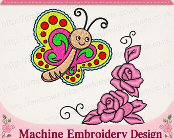Schmetterlings-Stickmuster – Tier-Stickmuster für die Stickmaschine – Stickdatei für Babymädchen – Schmetterlings-Applikationsdesign