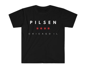 Camisa de Chicago, camiseta de Chicago, camiseta del vecindario de Chicago, camiseta de Pilsen Chicago, camiseta de la bandera de Chicago, regalo de Chicago, camiseta de Illinois