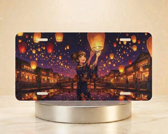 Lantern Anime Gift, Women Festival Japanese Front License Plate, Paper Sky Celebration Car Decor