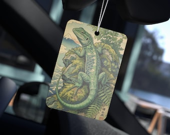 Vintage Green Lizard Car Air Freshener, Tropical Reptile Art Hanging Scented Diffuser, Auto Decor