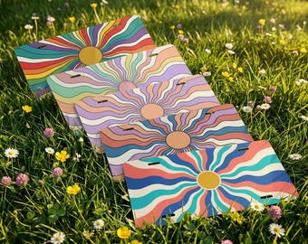 Sun Lover Gift, Retro Groovy Boho Rays Vanity Plate, Free Spirit 70s Car Decor