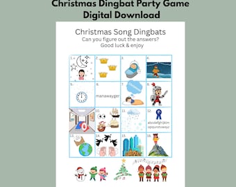 Christmas Song Dingbats Printable Game Holiday Brain Teaser Party Game Instant Download
