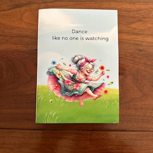 Funny Old Lady Dancing Birthday Card with Magnet: Humorous Grandma Gift