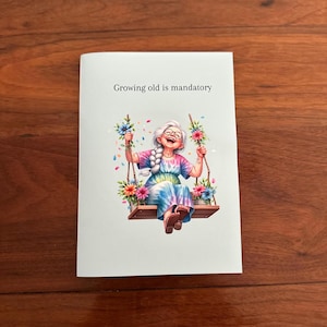 Funny Old Lady Birthday Card with Magnet: Grandma Greeting Card