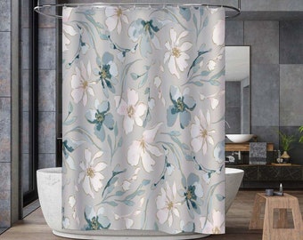 Herb Inspired Shower Curtain, Herbal Shower Curtain,Cottagecore Shower Curtain,Wildflower Shower Curtains,Floral Shower Curtain Bath Decor