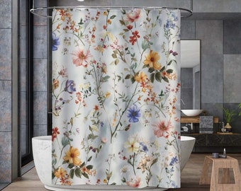 Botanical Shower Curtain,Cottagecore Shower Curtain,Wildflower Shower Curtains,Colorful Shower Curtains Floral Shower Curtain Botanical Bath