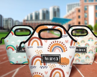 Bolsa de almuerzo personalizada, bolsa de almuerzo con nombre inicial personalizado, lonchera con nombre, bolsa de almuerzo aislada personalizada con cremallera para niñas y niños