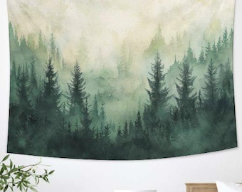 Misty Forest Tapestry,Tapestry Poster Tapestry,minimalist tapestry,tapestry hang,Aesthetic Tapestry Wall Hanging,Bedroom Decoration