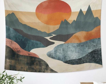 Artistic Sunset Tapestry,Setting Sun Scenery,Mysterious tapestry,Minimalist tapestry,Spiritual Tapestry,Decorative Wall Hanging For Bedroom