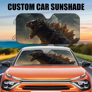 Godzilla car sunshade, fall anti-leaf UV car cover, 3D King of Monsters car windshield cover, car privacy cover, car exterior decoration