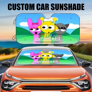 Sprunki Pyramixed Auto Sunshade,Sprunki Cartoon Characters,Custom car sun shade,Windshield sun shade,Front Window Cover Birthday Kids Gifts