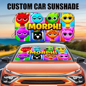 Morpoh!Sprunkizers Auto Sunshade,Sprunki Cartoon Characters,Custom car sun shade,Windshield sun shade,Front Window Cover New driver Gifts
