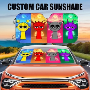 Sprunkizers Auto Sunshade,Sprunki Cartoon Characters,Custom car sun shade,Windshield sun shade,Front Window Cover Birthday New driver Gifts