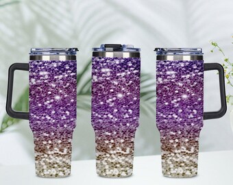 Sequin gradient 40oz Tumbler,Personalized 40oz Tumbler,Cute tumblers for women,Custom Cars 40oz Tumbler Handle Stainless Steel Tumbler