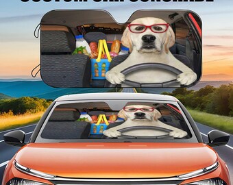 JaeTou Dog Vehicle Windshield Sunshade For Car, Greater Swiss Mountain Dog With US Flag, UV Ray Reflector Sun Protector Sun Shade Visor, Keep Vehicle Cool, 51" X 26.8