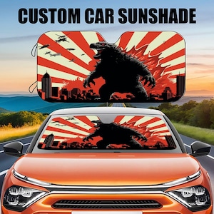3D Monster Car Sunshade,King of Monsters Car Windshield Cover, Godzilla Car Sunshade, Car Privacy Shield, Car Exterior Decoration Car Gift