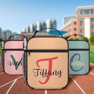 Gepersonaliseerde lunchtas met voornaam,gepersonaliseerde lunchbox,lunchbox met naam,op maat gemaakte geïsoleerde lunchtas met ritssluiting voor meisjes jongens kinderen