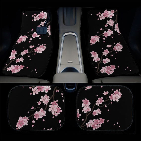 ピンクの桜の車用フットマット、車のダストフロアマット、花柄ピンクの