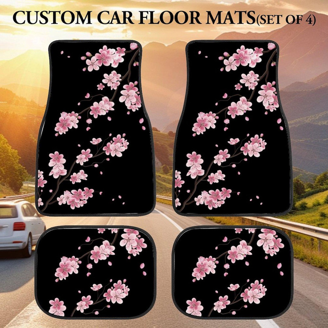 Pink Cherry Blossom Car Foot Mats, Car Dust Floor Mats, Floral Pink Car — free download