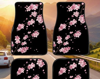 Pink Cherry Blossom Car Foot Mats, Car Dust Floor Mats, Floral Pink Car Mats, Car Decoration,Gifts for Women Drivers