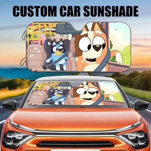 Cute Bluey Car Sun Visor, Cartoon Car Sun Visor, Car Decoration, Bluey Lover, Cartoon Car Sun Visor, Car Screen Decoration Car Accessories