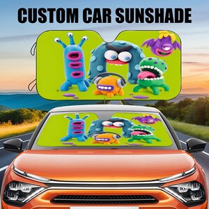 Monster Auto Sun Shade, Windshield sunshade, Cute colorful sunshade, Car Window reflective UV cover Character Car Protector, Gift For Him