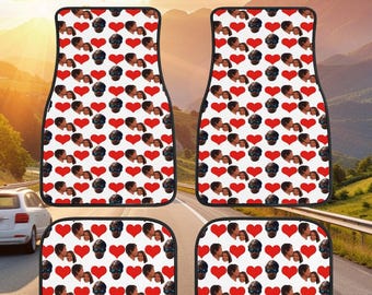 Custom face Car Mats,Car seat cover,Customized Heart-Shaped Face Portrait, Custom photo, car decor, car accessory,  Gifts for Women Drivers