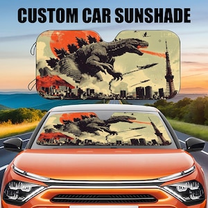 3D Monster Car Sunshade,King of Monsters Car Windshield Cover, Godzilla Car Sunshade, Car Privacy Shield, Car Exterior Decoration Car Gift