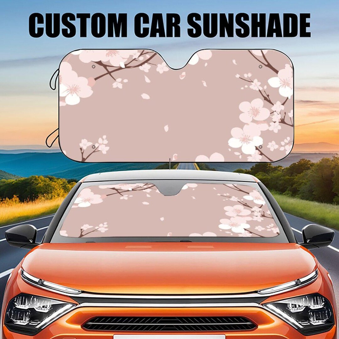Cherry Blossom Car Windshield Sunshade, Elegant Sakura Flower