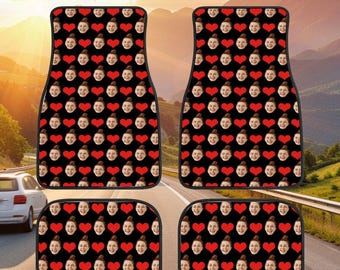 Custom face Car Mats,Car seat cover, Customized Heart-Shaped Face Portrait, Car Floor Mats Set Using Your Own Photo,Car Accessory