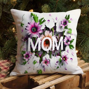 Mom Kissen, glücklicher Muttertag Kissenbezüge, Floral Mama Kissenbezug, Muttertag Kissen, beste Mutter aller Zeiten, Geschenk für Muttertag Geburtstag
