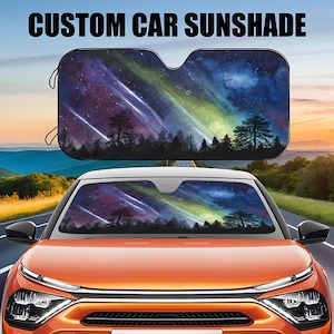 Shooting star starry sky car sunshade, beautiful sky car sunshade windscreen cover, car sunshade, car exterior decorations