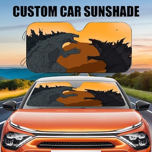 King of the Monsters Godzilla Car Sunshade, Two Monster Fight Car Windshield Cover, Auto Sun Shade, Car Decor, Car Windshield, Gift for Dad