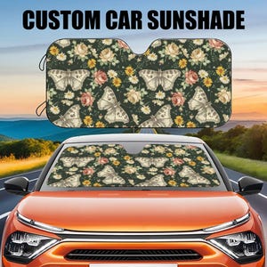 Cute Botanical Car sunshade for windshield,Butterfly Windshield Sunshade, Cottage Core Auto Sunshade, Front Window Cover Auto Decor Screen