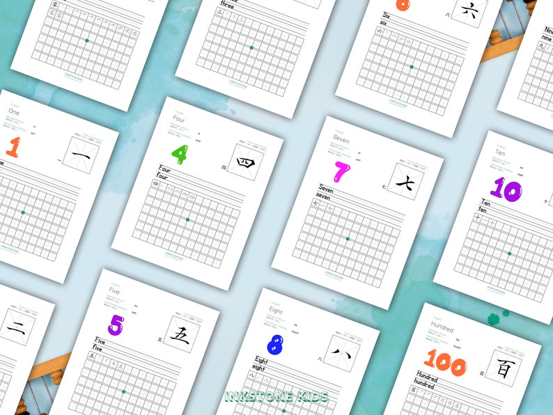 PRINTABLES: Numbers 數字~数字 - Chinese-english Handwriting Worksheets 田字格 ...