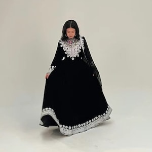 Afghan Charma Embroidered Dress with Handmade gand, Afghan Fashion, Afghan Culture