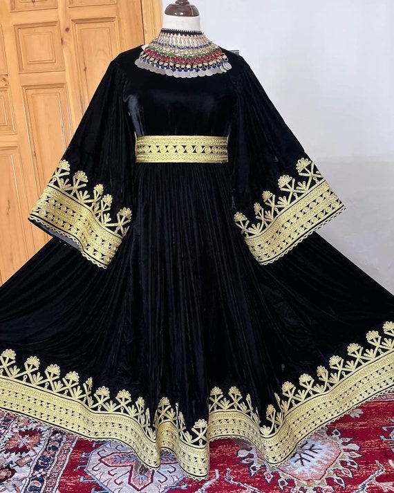 Afghan Velvet Dress: Handmade Embroidered Kuchi Fashion Afghan Velvet Dress: Handmade Embroidered Kuchi Fashion