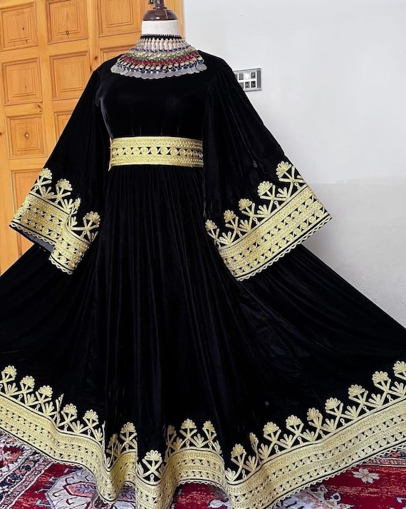 slim fit dress slacks Black Velvet Gown with Gold Embroidery – Pinkcow Designs Private Limited main image 0