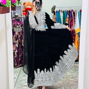 Afghan Charma Embroidered Dress with Handmade gand, Afghan Fashion, Afghan Culture