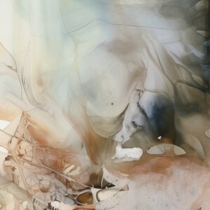 Detail of a beige abstract watercolor painting