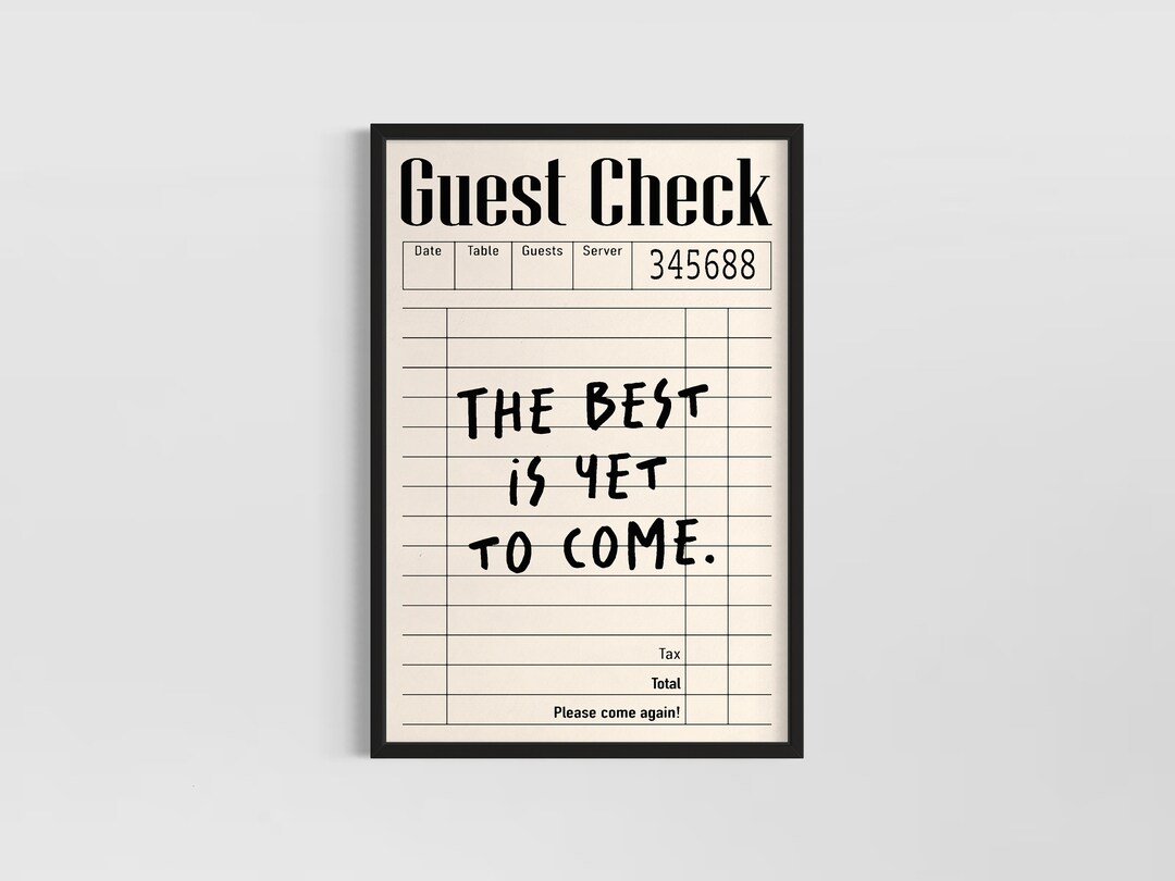 Guest Check Print of Guest Check Art Guest Check Wall Art Etsy