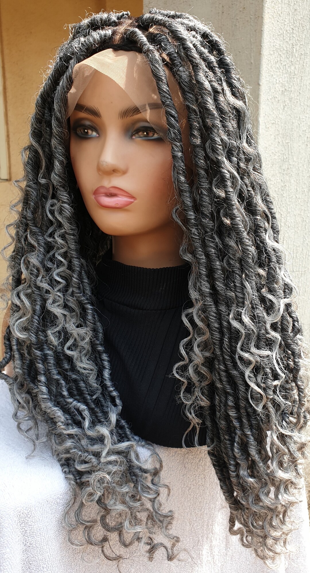 Salt and Pepper Soft Locs Full Lace Boho Locs Goddess Loc Etsy