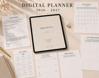 2026-2027 Agenda Digitale  | Planner A5 Stampabile | Agenda Settimanale e Mensile | Crescita Personale | ORIZZONTE