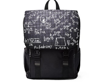 Math Mathematics Science Equations Physics School Black Chalkboard Unisex Casual Shoulder Backpack Tote Bag Purse Halloween Horror Gothic