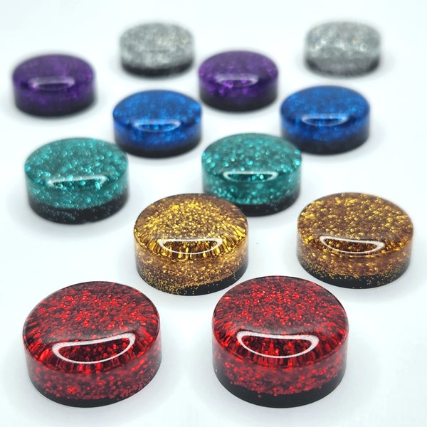 MINI Magnets (set of 3 or 6) ~ Powder Rainbow Mix ~ GLITTER Resin Magnets with Neodymium Earth Metal Backings ~ 1in. Round