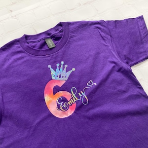 Personalized Birthday T-Shirt: Girls&#39; Age & Name Tee